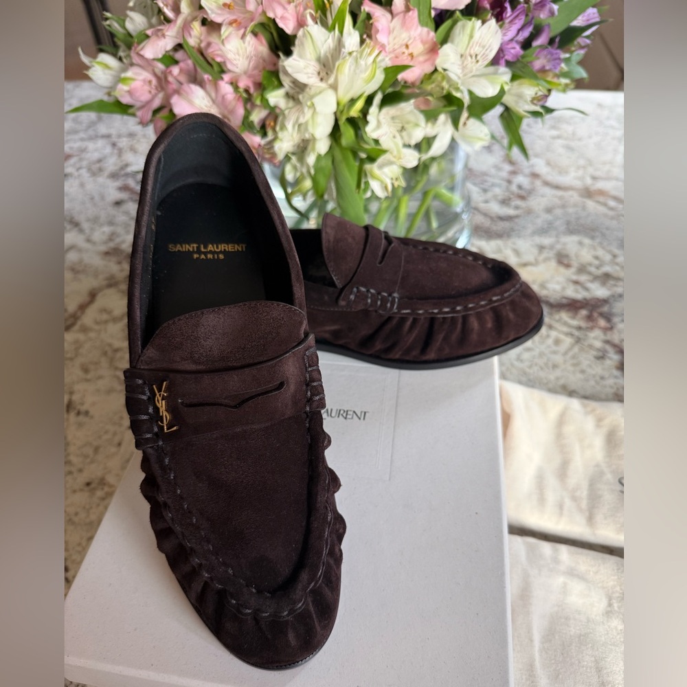 Saint Laurent YSL Le Loafer Cassandre Penny Loafers in Brown Suede - Size 37 - Picture 14 of 16